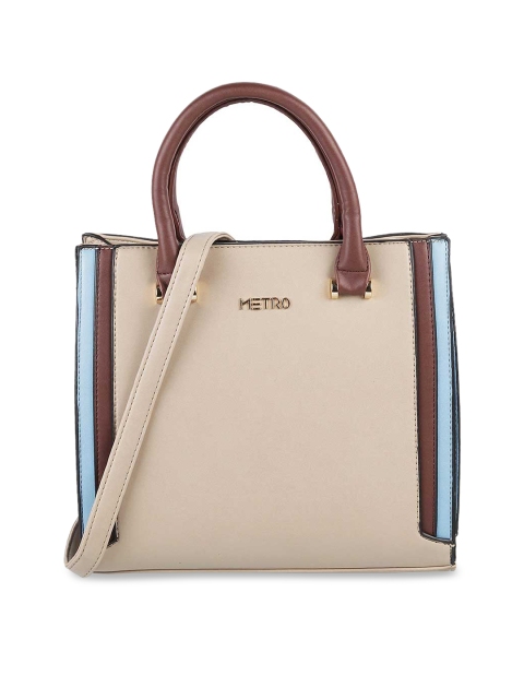 

Metro Beige Colourblocked Structured Handheld Bag