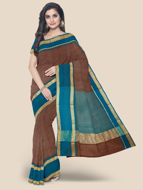 

Kalamandir Brown Striped Pure Cotton Mangalagiri Saree