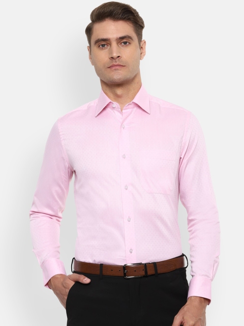 

Louis Philippe Men Pink Self Design Pure Cotton Formal Shirt