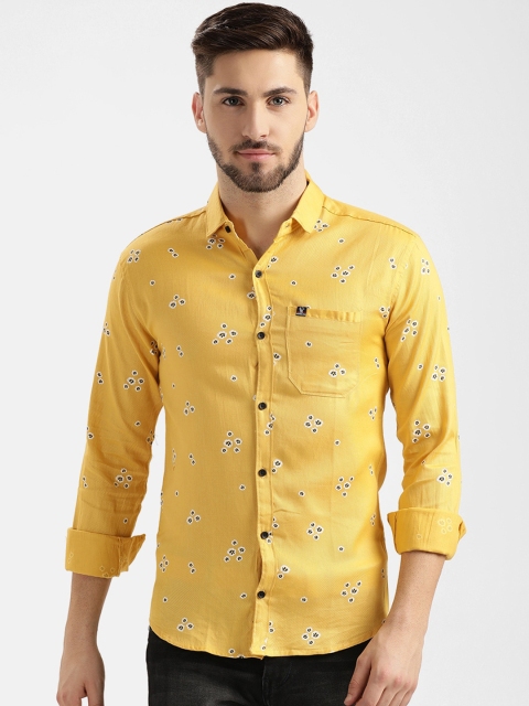 V2 Value & Variety Men Mustard Floral Printed Casual Shirt