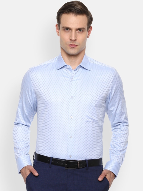 

Louis Philippe Men Blue Cotton Self-Design Classic Fit Formal Shirt