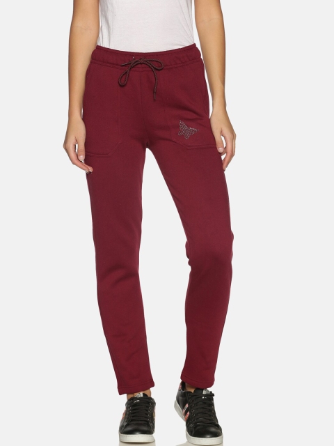 

PICOT Women Maroon Solid Straight-Fit Track Pants
