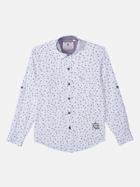 

Monte Carlo Boys White & Black Floral Printed Casual Shirt