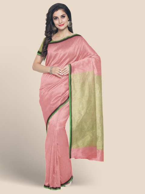 

KLM Fashion Mall Pink & Green Pure Cotton Mangalagiri Saree