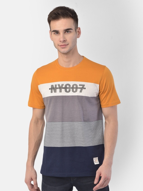 

COBB Men Yellow Printed Round Neck T-shirt