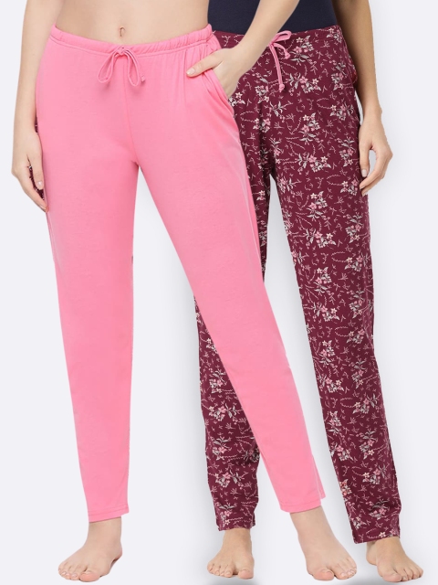 

Kanvin Women Pack Of 2 Pure Cotton Lounge Pants, Pink