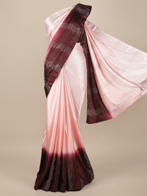 

Pothys Pink & Brown Satin Saree