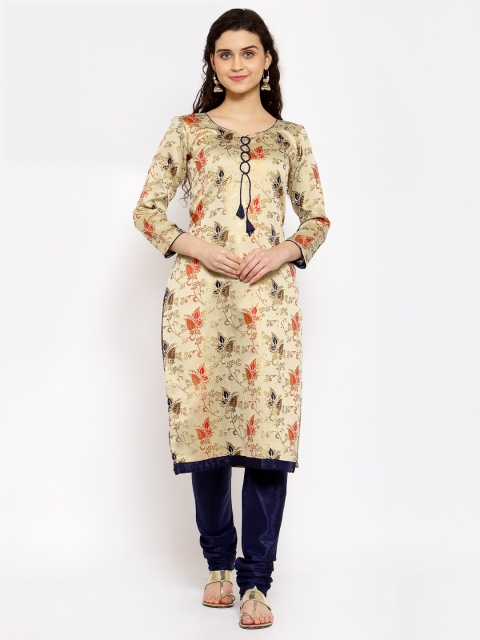 

Me Lady Fashion Cream & Blue Unstitched Dress Material