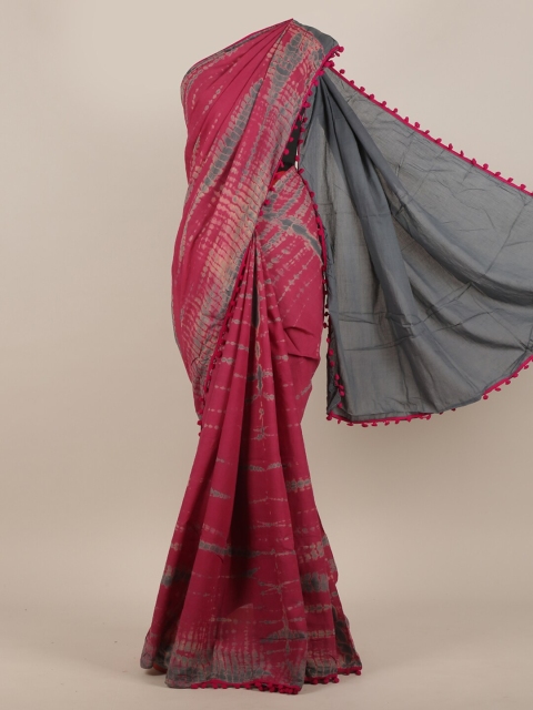 

Pothys Pink & Grey Tie and Dye Jaipur Cotton Blend Saree