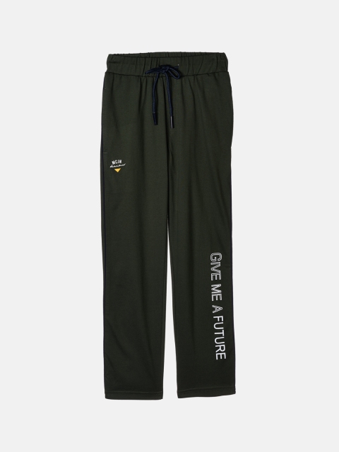 

Monte Carlo Boys Olive Green & White Typography Printed Track Pants