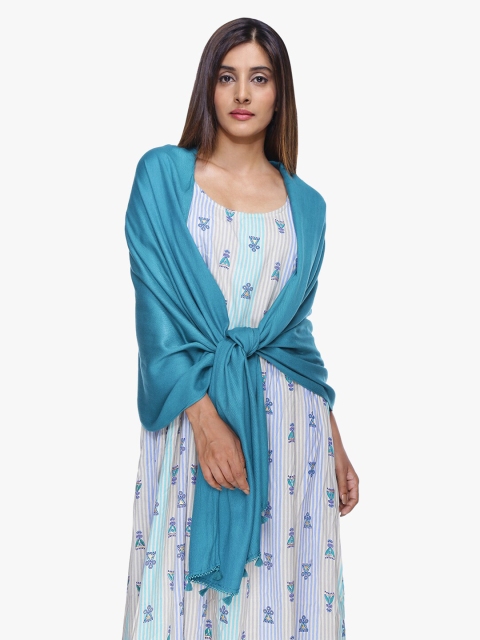 

Scarves & Glitters Women Turquoise Blue Solid Stole