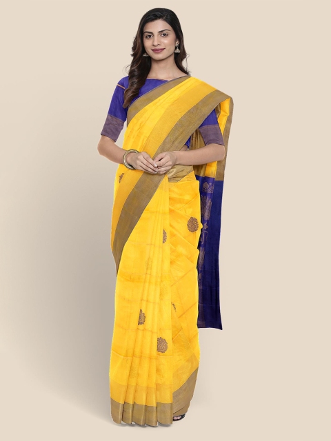 

Kalamandir Yellow & Blue Silk Blend Venkatgiri Saree