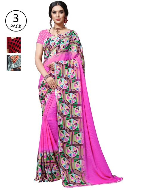 

KALINI Multi Pack of 3 Printed Saree