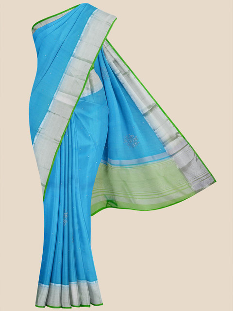

KLM Fashion Mall Blue Woven Design Silk Blend Banarasi Saree