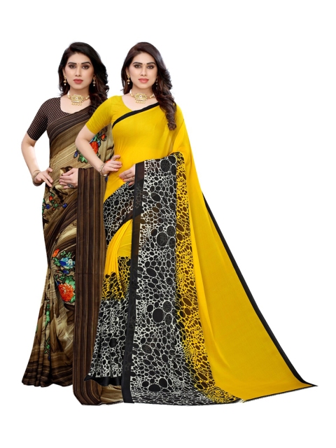 

KALINI Multi Pack of 2 Printed Sarees