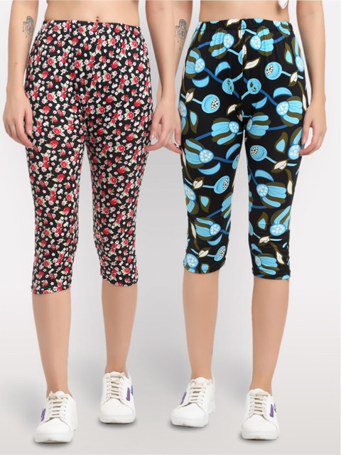 

NEUDIS Pack of 2 Women Multi Printed Skinny Fit Capris