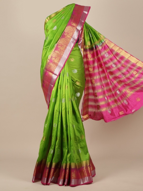 

Pothys Green & Pink Ethnic Motifs Jute Silk Saree