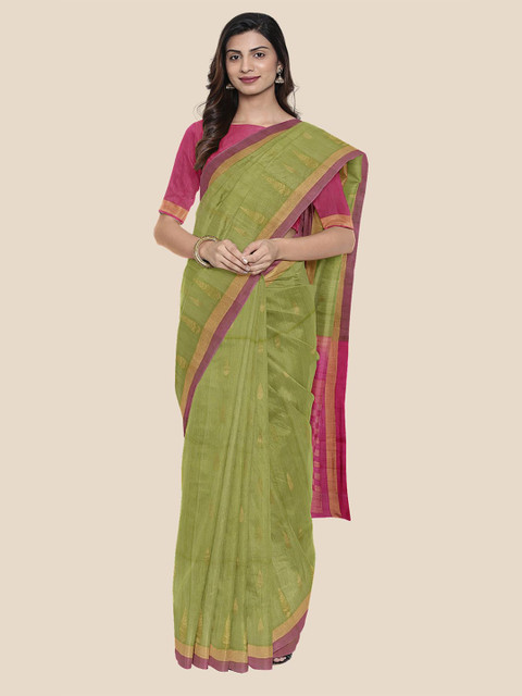 

Kalamandir Green & Pink Woven Design Zari Saree