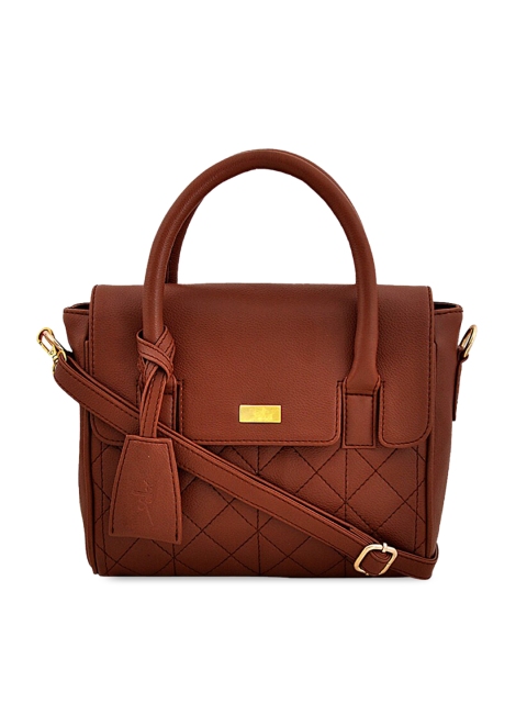

yelloe Women Tan Brown PU Structured Quilted Satchel