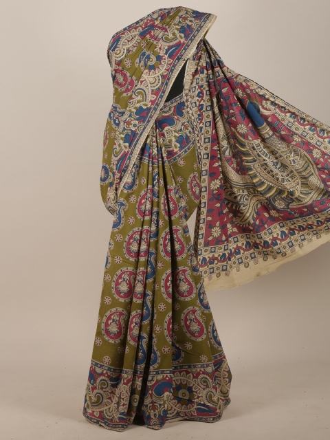 

Pothys Green & Pink Kalamkari Saree