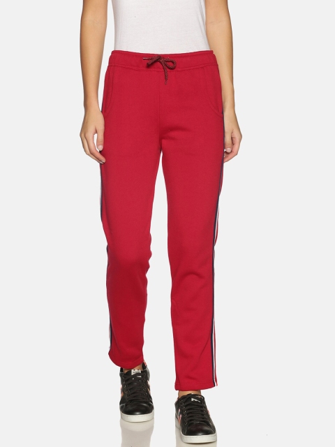 

PICOT Women Red Solid Straight-Fit Track Pants
