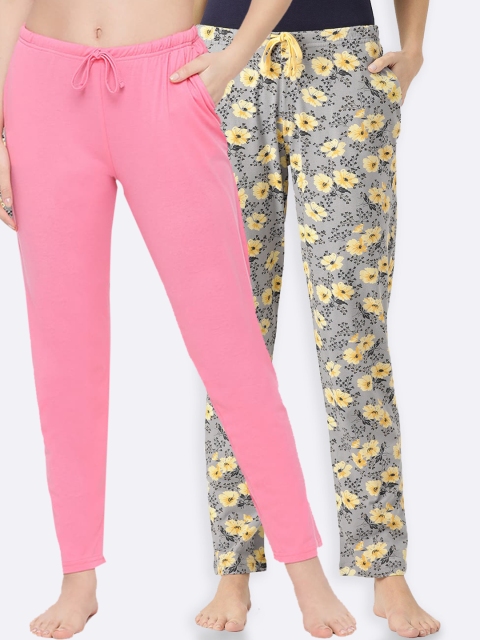 

Kanvin Women Pack of 2 Pure Cotton Lounge Pants, Pink