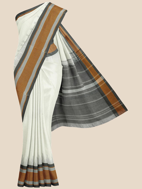 

Kalamandir White & Black Pure Cotton Venkatgiri Saree