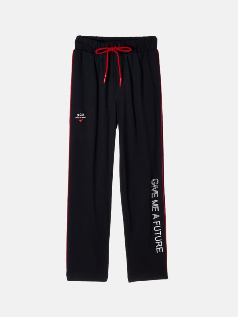 

Monte Carlo Cotton Blend Boys Black Solid Track Pants
