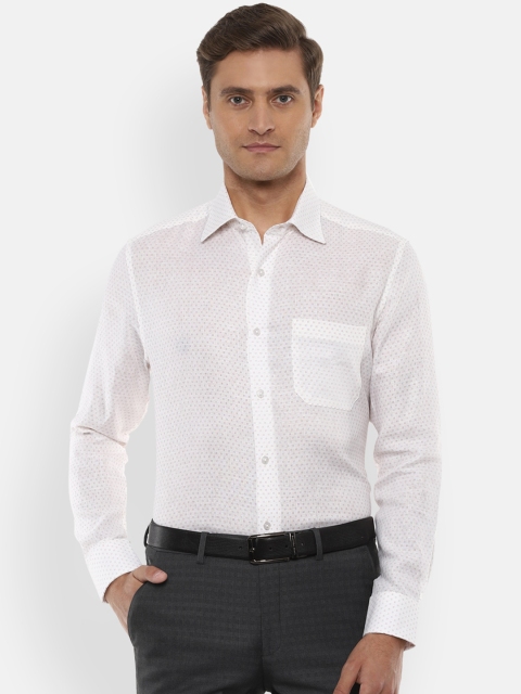 

Louis Philippe Men White Printed Classic Regular Fit Pure Linen Formal Shirt