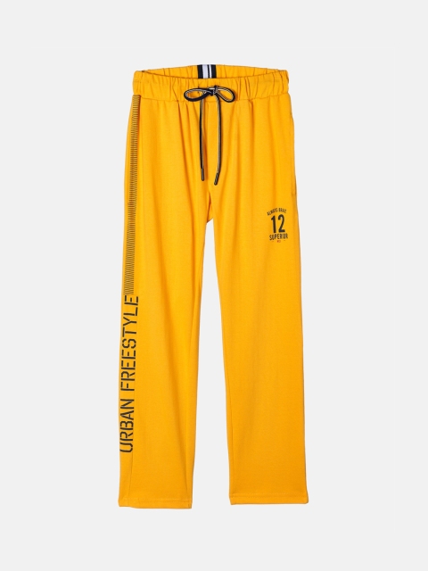 

Monte Carlo Boys Mustard Yellow Typography Printed Track Pants