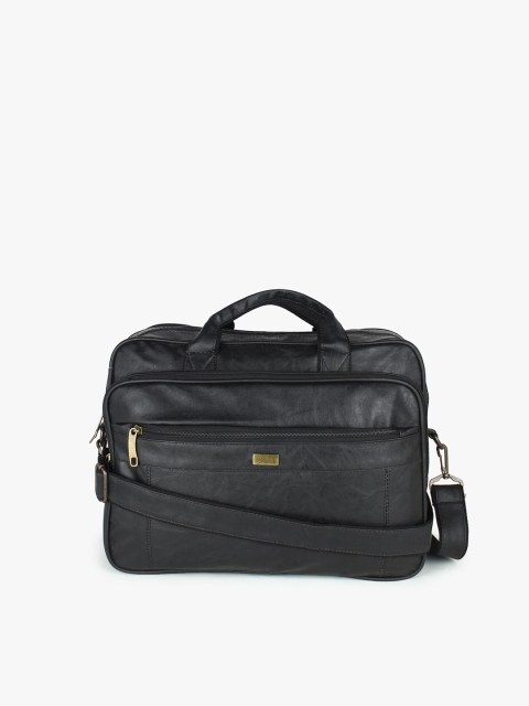 

yelloe Unisex Black PU Laptop Bag