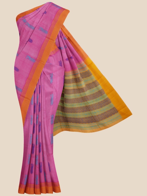 

Kalamandir Pink Floral Pure Cotton Venkatgiri Saree