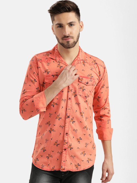 

V2 Value & Variety Men Orange Printed Casual Shirt