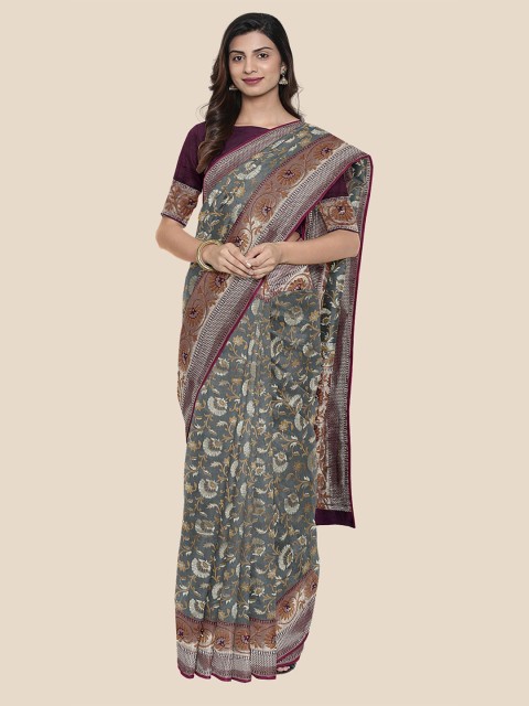 

Kalamandir Grey Woven Design Zari Silk Blend Banarasi Saree