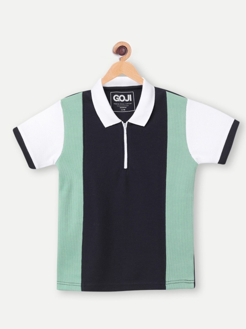 

GOJI Boys Navy Blue Colourblocked Polo Collar T shirt