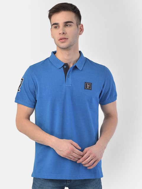 

COBB Men Blue Polo Collar T-shirt