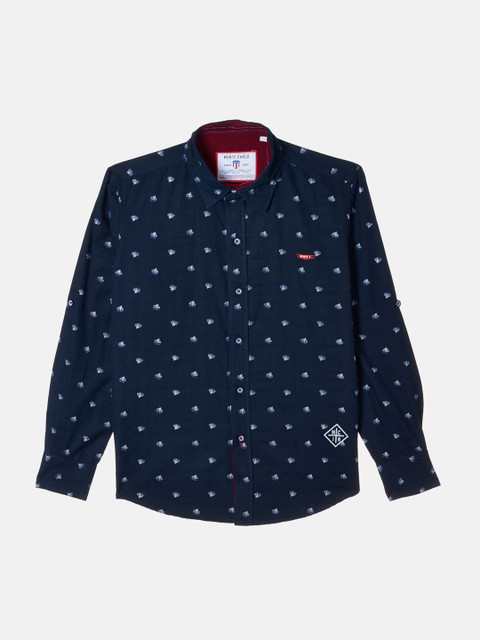 

Monte Carlo Boys Blue Printed Cotton Casual Shirt