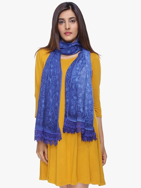 

Scarves & Glitters Women Blue Embroidered Stole