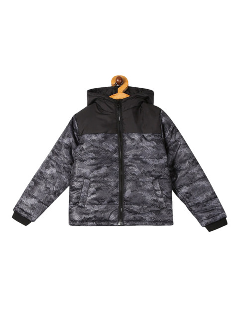 

Cherokee Boys Grey & Black Abstract Printed Puffer Jacket