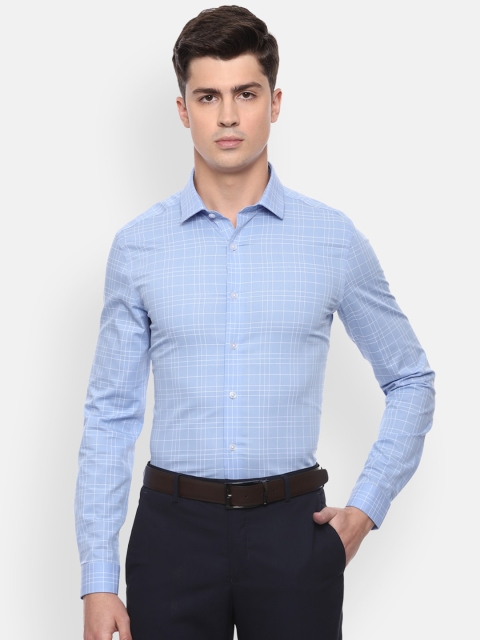 

Louis Philippe Men Blue Slim Fit Checked Formal Shirt