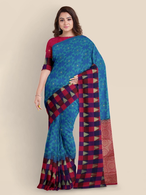 

Kalamandir Blue Woven Design Silk Blend Kanjeevaram Saree