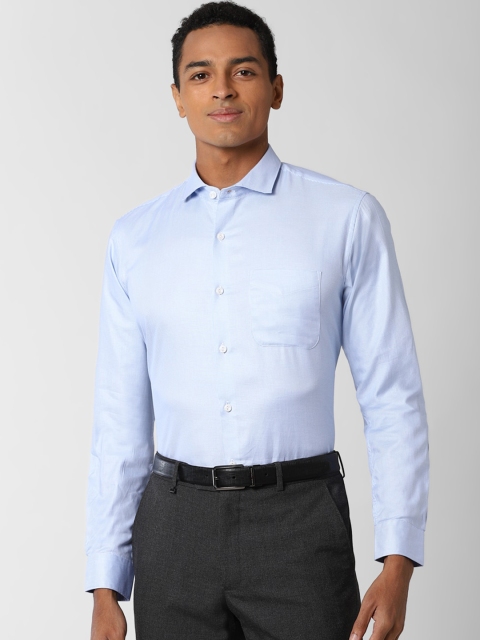 

Peter England Elite Men Blue Self Design Cotton Formal Shirt