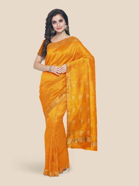 

Kalamandir Yellow Woven Design Chanderi Saree
