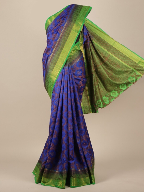 

Pothys Blue & Green Ethnic Motifs Jute Silk Saree