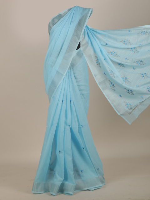

Pothys Blue Woven Design Cotton Blend Saree
