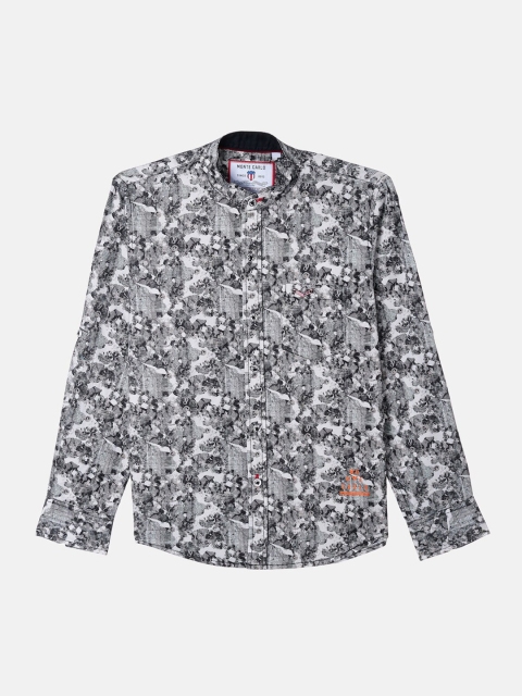 

Monte Carlo Boys Black & White Abstract Printed Cotton Corduroy Casual Shirt