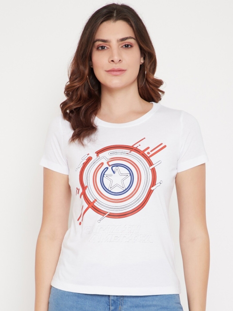 

Marvel by Wear Your Mind Women White Graphic Printed Round Neck T shirt