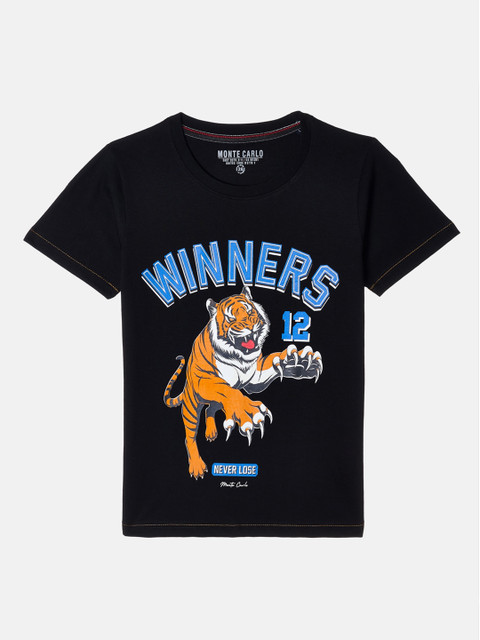 

Monte Carlo Boys Black & Orange Printed T-shirt