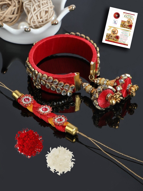 

PASSION PETALS Red Petals Bracelet Bhaiya Bhabhi Rakhi Set With Card & Roli Chawal
