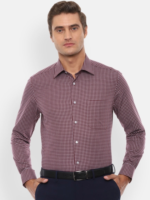 

Louis Philippe Men Maroon & White Gingham Checked Pure Cotton Formal Shirt